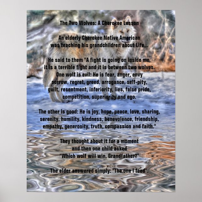 TWO WOLVES CHEROKEE TALE Art Poster (Front)