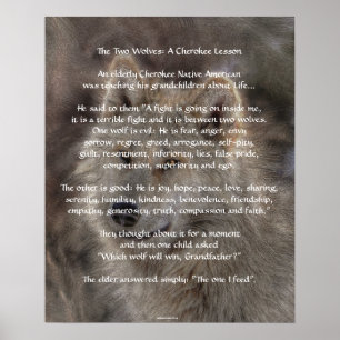 TWO WOLVES CHEROKEE TALE Art Poster