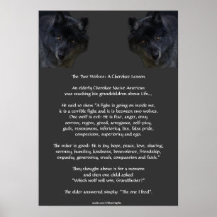 TWO WOLVES CHEROKEE TALE Art Poster