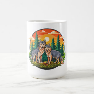 Two wolves coffee mug