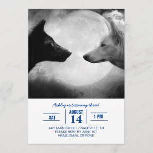 Two wolves facing each other invitation