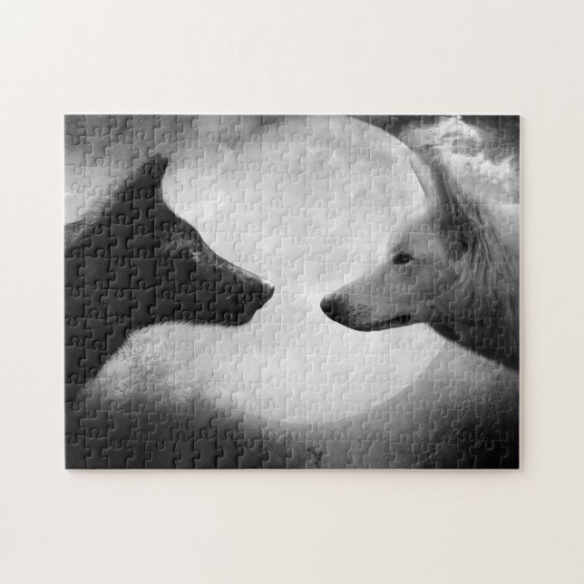 Two wolves facing each other jigsaw puzzle (Horizontal)