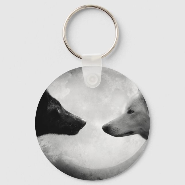 Two wolves facing each other key ring (Front)