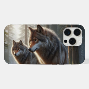 Two Wolves in a Forest: Majestic Wildlife iPhone 15 Pro Max Case
