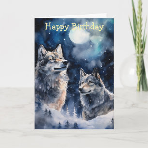 Two Wolves in Winter Card