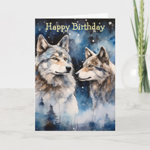 Two Wolves in Winter Card