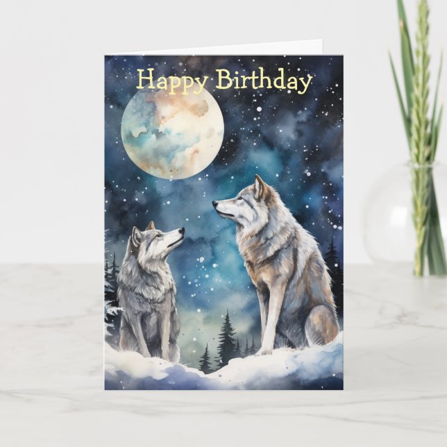Two Wolves in Winter Card (Front)