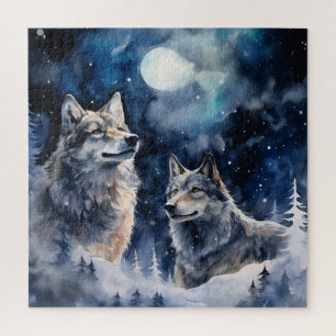 Two Wolves in Winter Jigsaw Puzzle