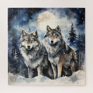 Two Wolves in Winter Jigsaw Puzzle