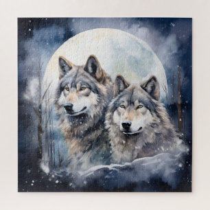 Two Wolves in Winter Jigsaw Puzzle