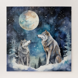 Two Wolves in Winter Jigsaw Puzzle