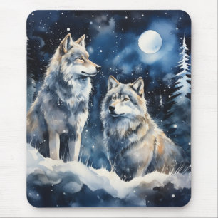 Two Wolves in Winter Mouse Pad