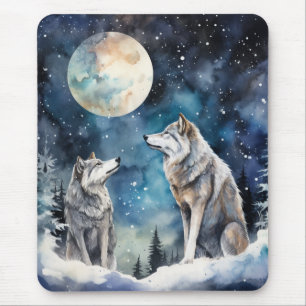Two Wolves in Winter Mouse Pad