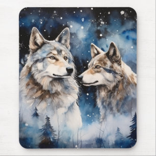 Two Wolves in Winter Mouse Pad