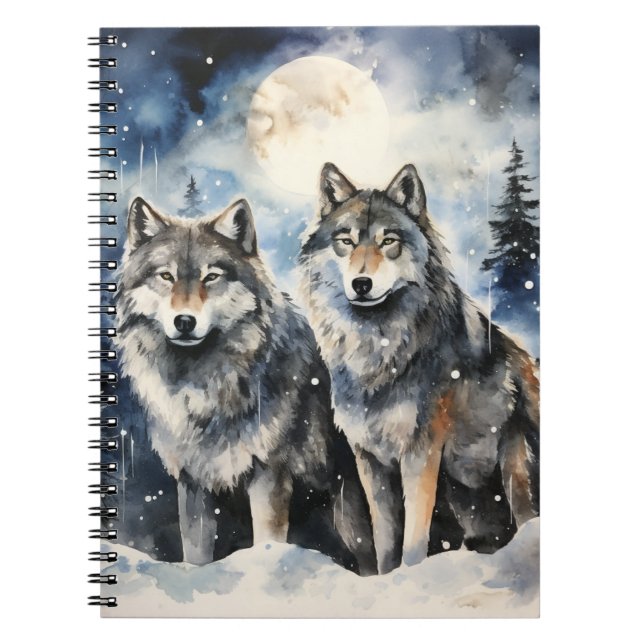 Two Wolves in Winter Notebook (Front)