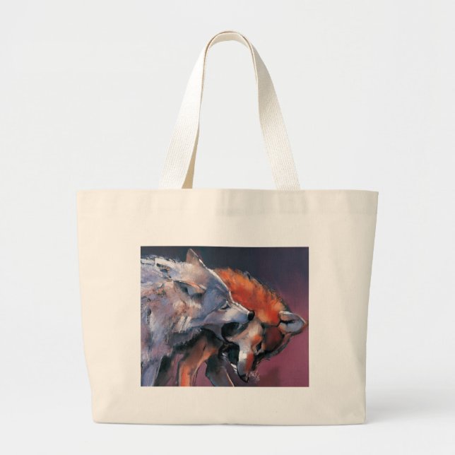 Two Wolves Large Tote Bag (Front)
