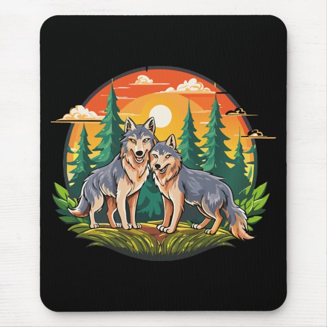 Two wolves mouse pad (Front)