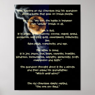 Two Wolves - Native American Metaphor Poster