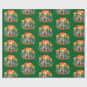 Two wolves wrapping paper