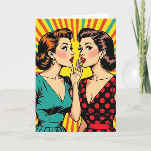 Two Woman Gossiping Telling Secrets Friendship Card