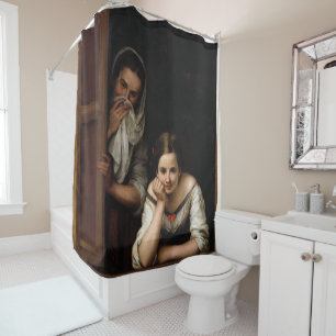 Two Women at a Window by Bartolome Esteban Murillo Shower Curtain