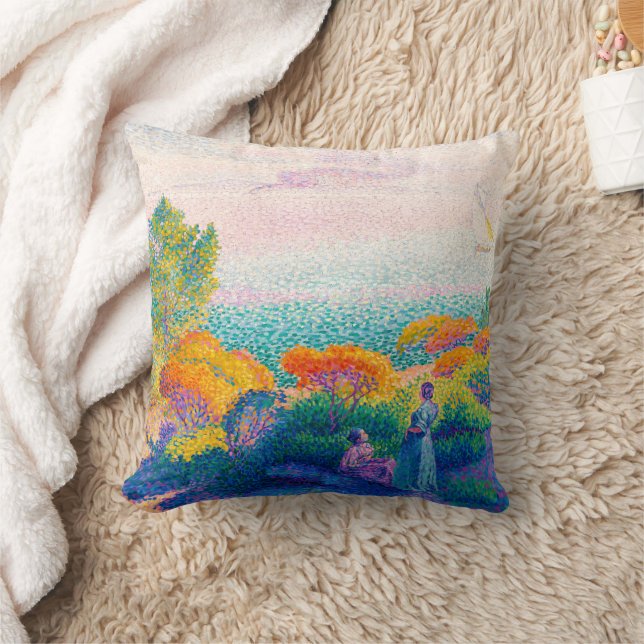 Two Women by Shore, Mediterranean | H.E. Cross | Cushion (Blanket)