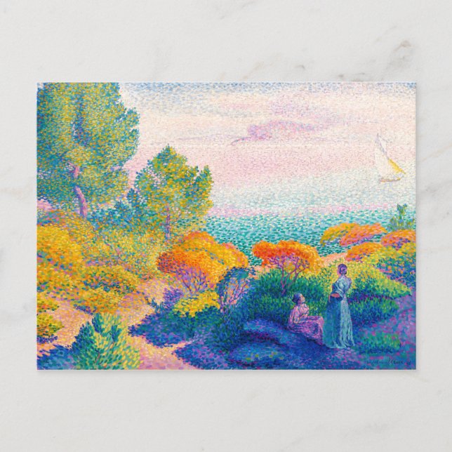 Two Women by Shore, Mediterranean | H.E. Cross | Postcard (Front)