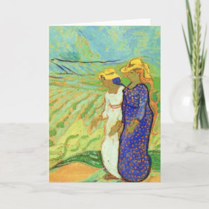 Two Women Crossing the Fields by Vincent van Gogh Card