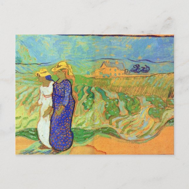 Two Women Crossing the Fields by Vincent van Gogh Postcard (Front)