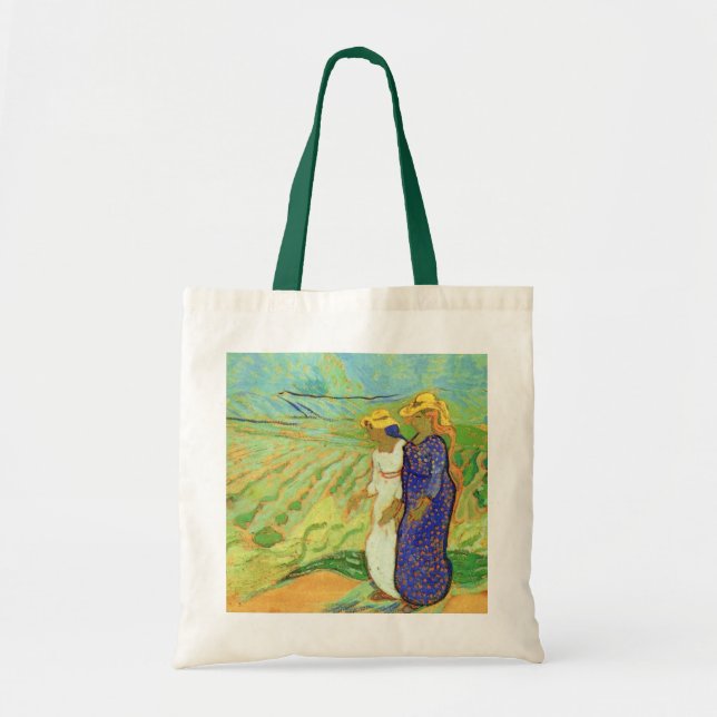 Two Women Crossing the Fields by Vincent van Gogh Tote Bag (Front)