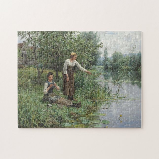 Two Women Fishing by Daniel Ridgway Knight Jigsaw Puzzle (Horizontal)