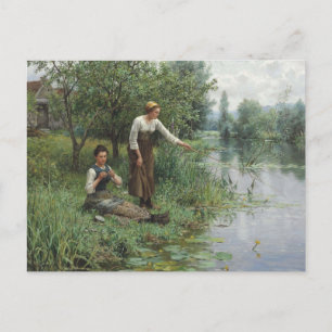 Two Women Fishing by Daniel Ridgway Knight Postcard