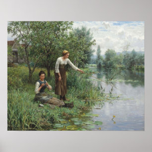 Two Women Fishing Poster - Daniel Ridgway Knight