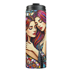 Two Women in Love   Faux Mosaic Tile Style Thermal Tumbler