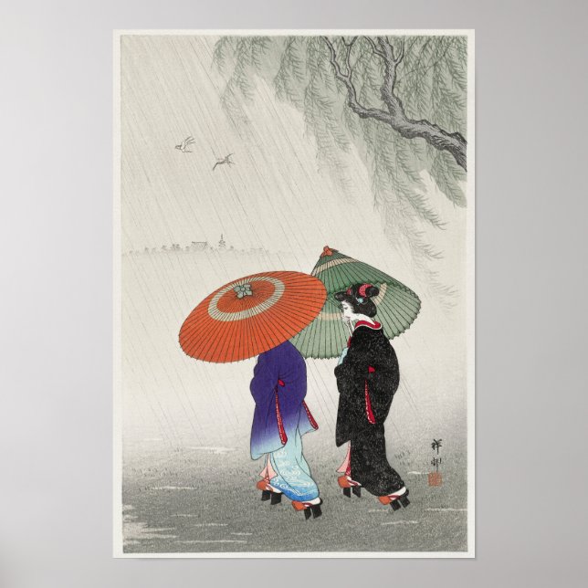  Two Women in the Rain by Ohara Koson (1925-1936) Poster (Front)