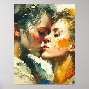 Two Women Kiss Poster