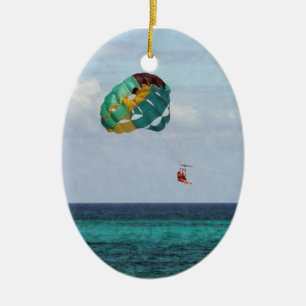 Two Women Parasailing in the Bahamas Ceramic Ornament