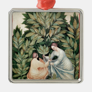 Two women picking sage, from 'Tacuinum Metal Ornament