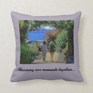 Two Women Walking - Cherishing Moments Together Th Cushion
