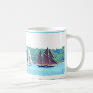 two wooden schooners sailing mug