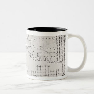 Two wrestlers, plan of a Cistercian church Two-Tone Coffee Mug