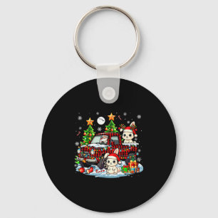 Two Xmas Reindeer Santa Bunnies On Colorful Pickup Key Ring