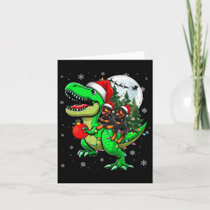 Two Xmas Rottweilers Riding T-rex Reindeer Lover K Card