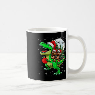 Two Xmas Yorkshire Terriers Riding T-rex Reindeer Coffee Mug