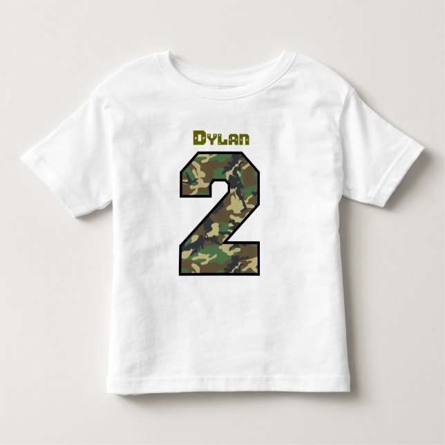 Two Year Old 2nd Birthday Camo Custom Name V028 Toddler T-Shirt (Front)