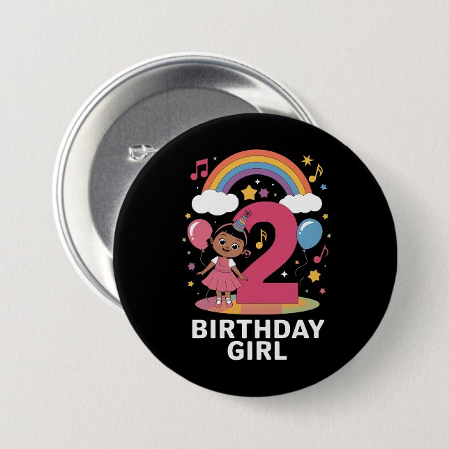 Two Year Old Birthday Girl Cute 2nd Birthday  7.5 Cm Round Badge (Front & Back)