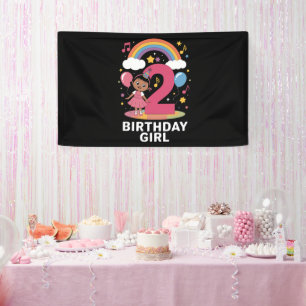 Two Year Old Birthday Girl Cute 2nd Birthday Banner