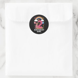 Two Year Old Birthday Girl Cute 2nd Birthday Classic Round Sticker