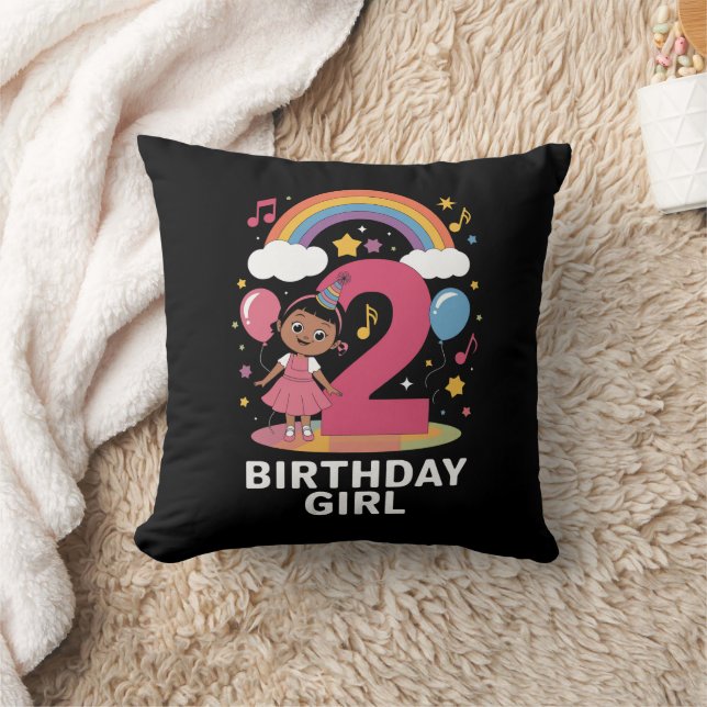 Two Year Old Birthday Girl Cute 2nd Birthday  Cushion (Blanket)