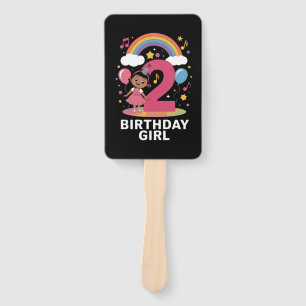 Two Year Old Birthday Girl Cute 2nd Birthday  Hand Fan